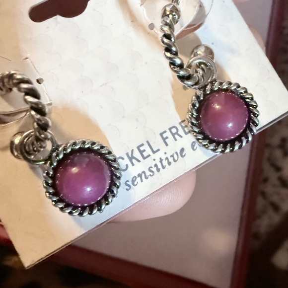 Elegant Silver and Purple Earrings - Picture 1 of 5